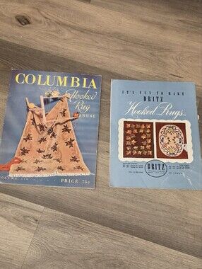 Vintage Rug Hooking Book Lot Columbia Manual Vol 116 Dritz Vol 12 Patterns